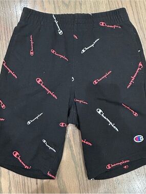 Champion Boys Black Cotton Jogger Shorts Size M Casual Athletic Shorts